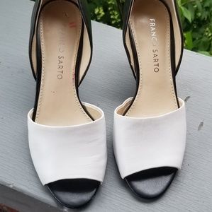 Franco Sarto Black and White Leather heels
